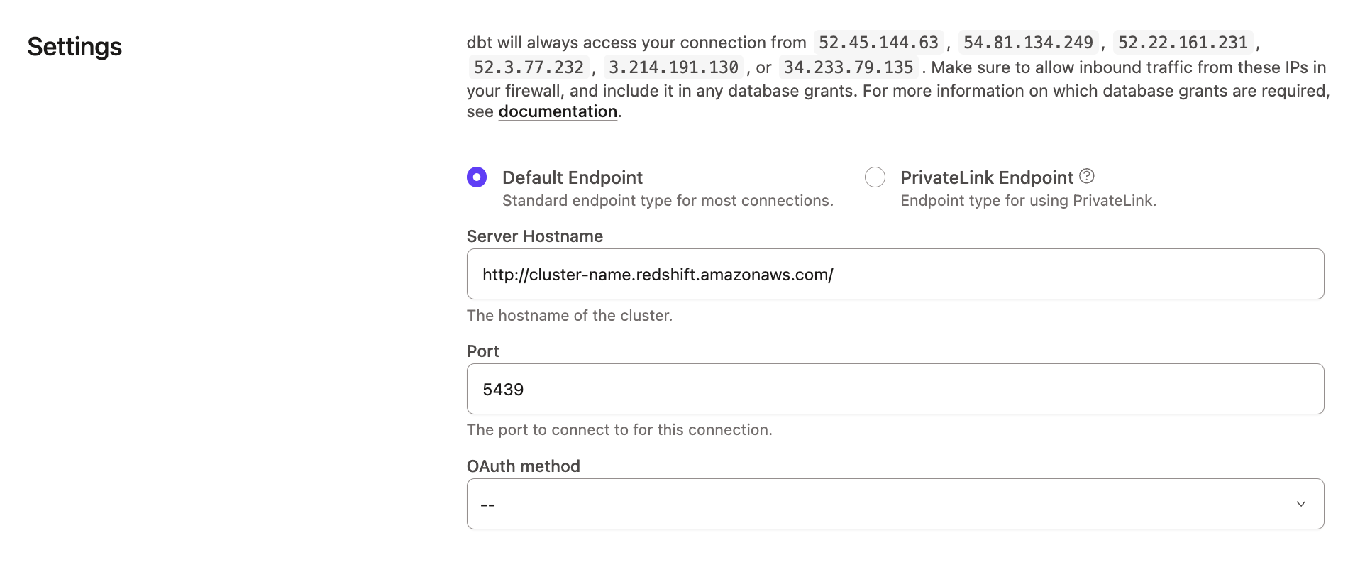 dbt - Redshift Cluster Settings